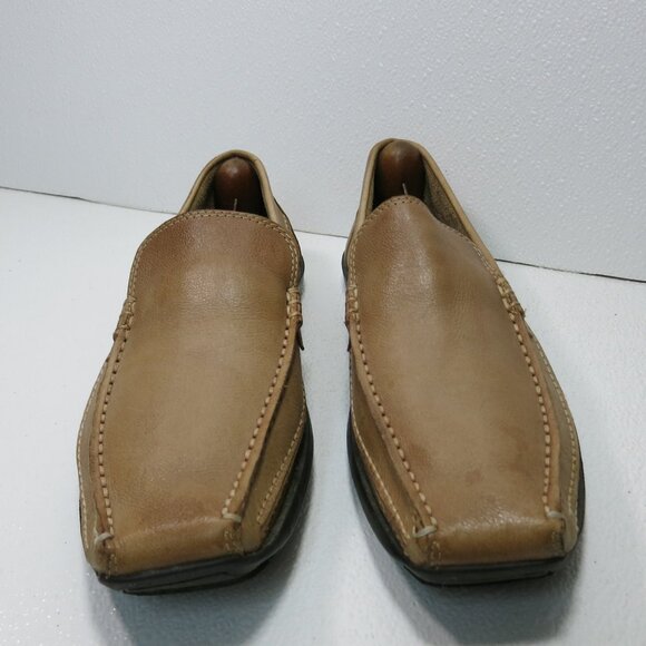 Brown Shoe Hand Stitched Leather Square Toe Driver Moccasins Footwear Men's 11 M - Picture 5 of 6